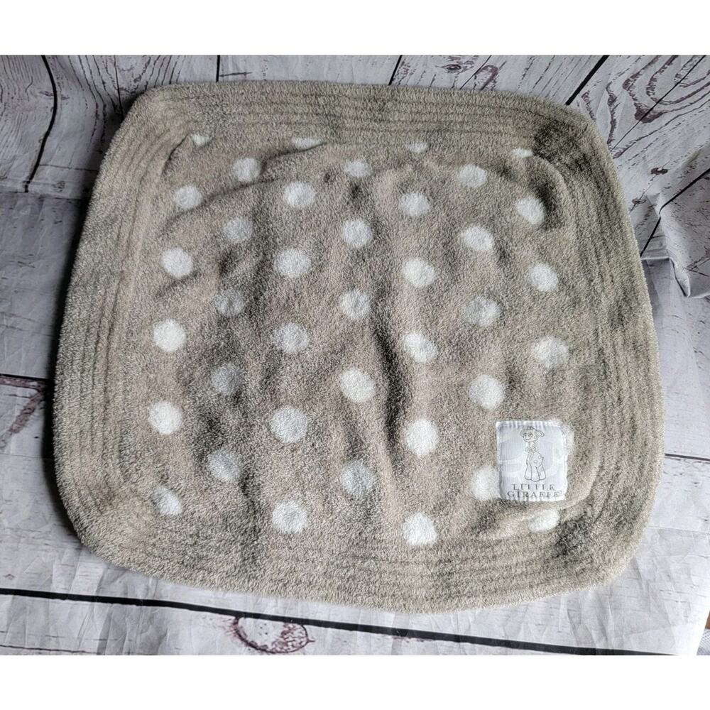 Little Giraffe Chenille Polka Dot Brown White Lux Lovey Baby Security Blanket